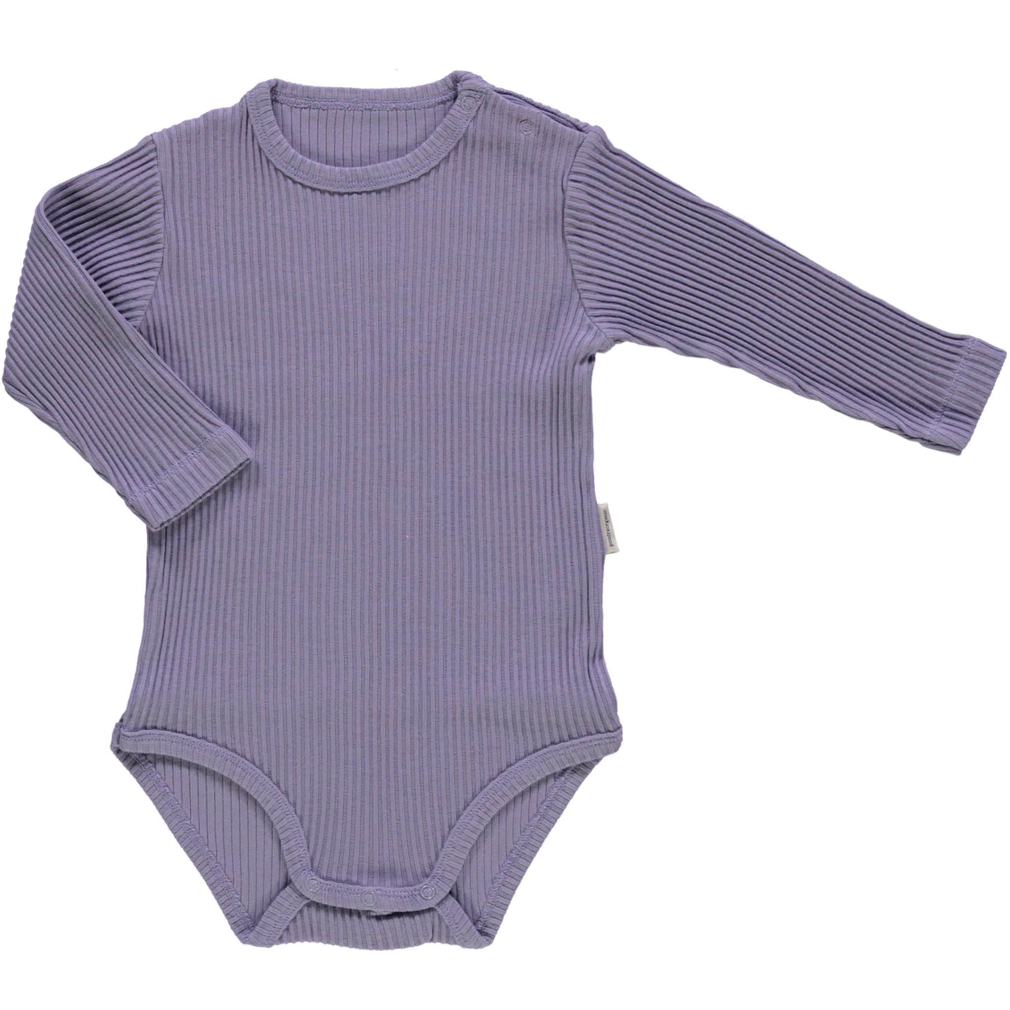 Body bébé Aloes manches longues côtelé en coton bio – Lavender Gray | Poudre Organic 1