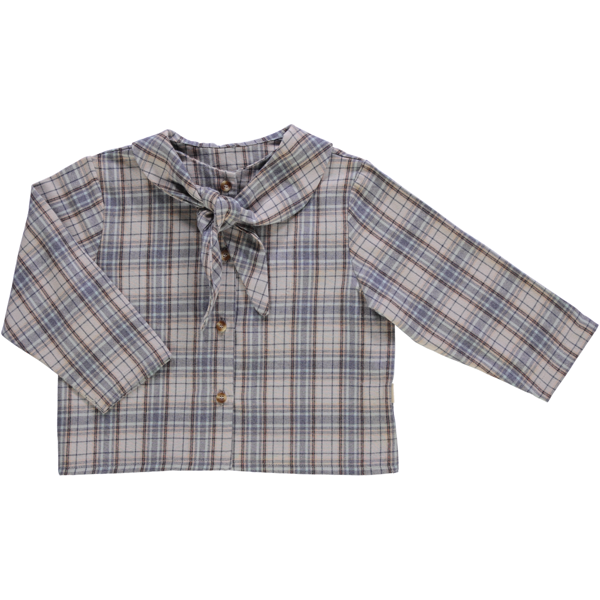 Blouse foulard kids Alysse en coton bio – Flanelle carreaux | Poudre Organic 1