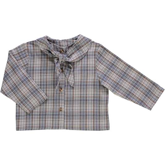 Blouse foulard kids Alysse en coton bio – Flanelle carreaux | Poudre Organic 1