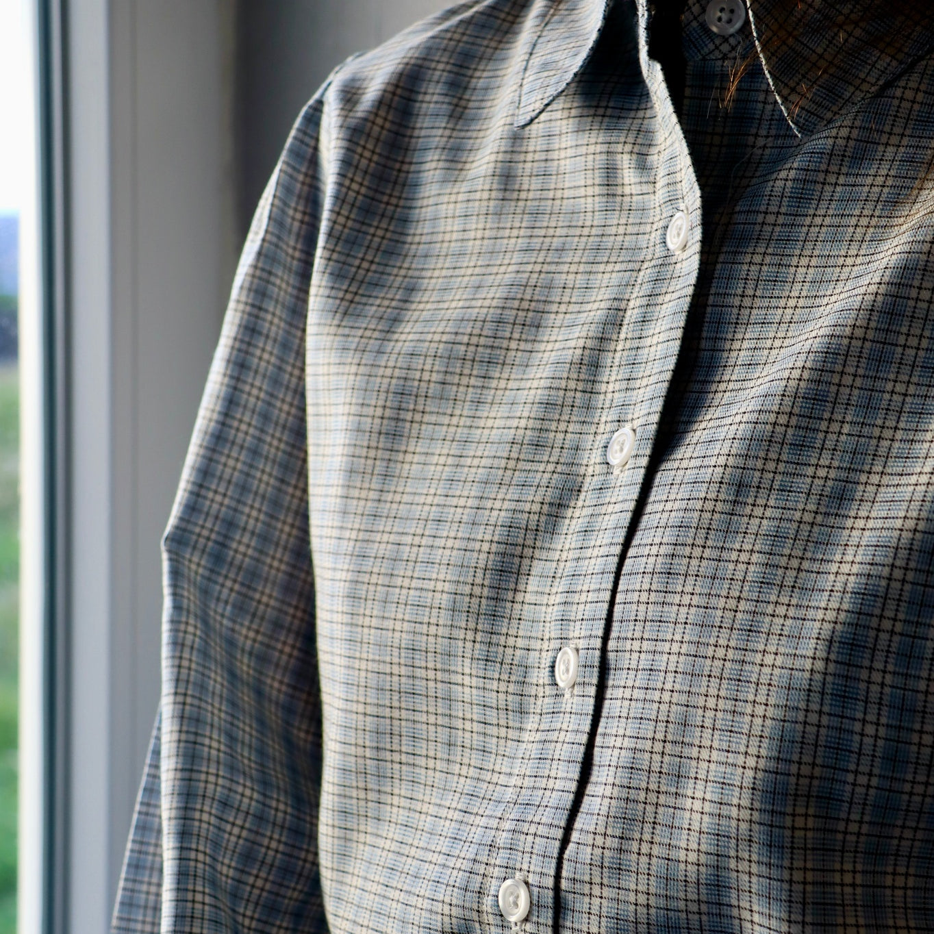 Chemise femme Aulne manches longues en coton bio – Carreaux bleus | Poudre Organic 3