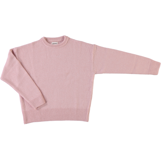 Pull femme Azalée en laine recyclée et fils écologiques – Soft pink | Poudre Organic 1