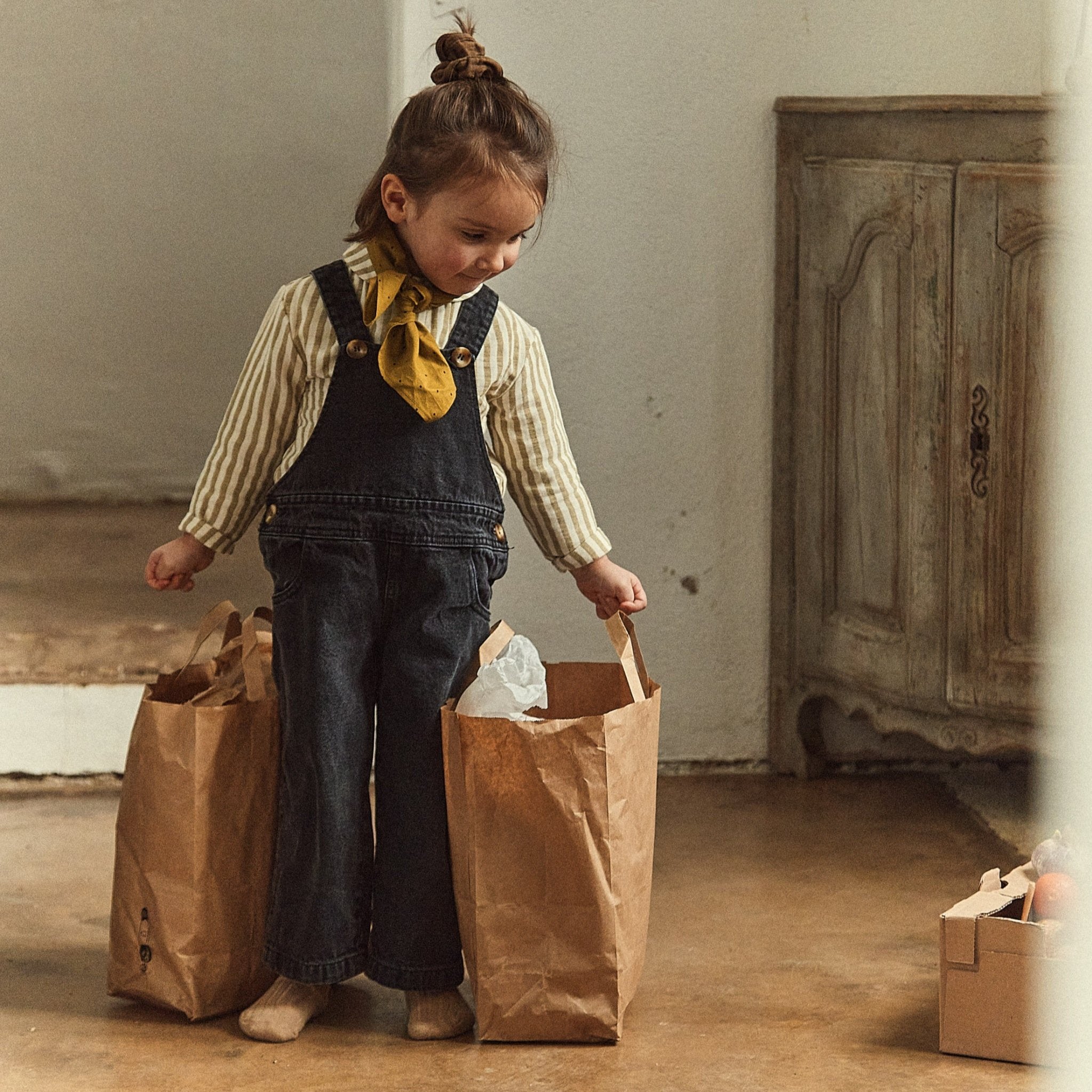 Salopette kids Quetsche en coton bio – Denim noir | Poudre Organic 2