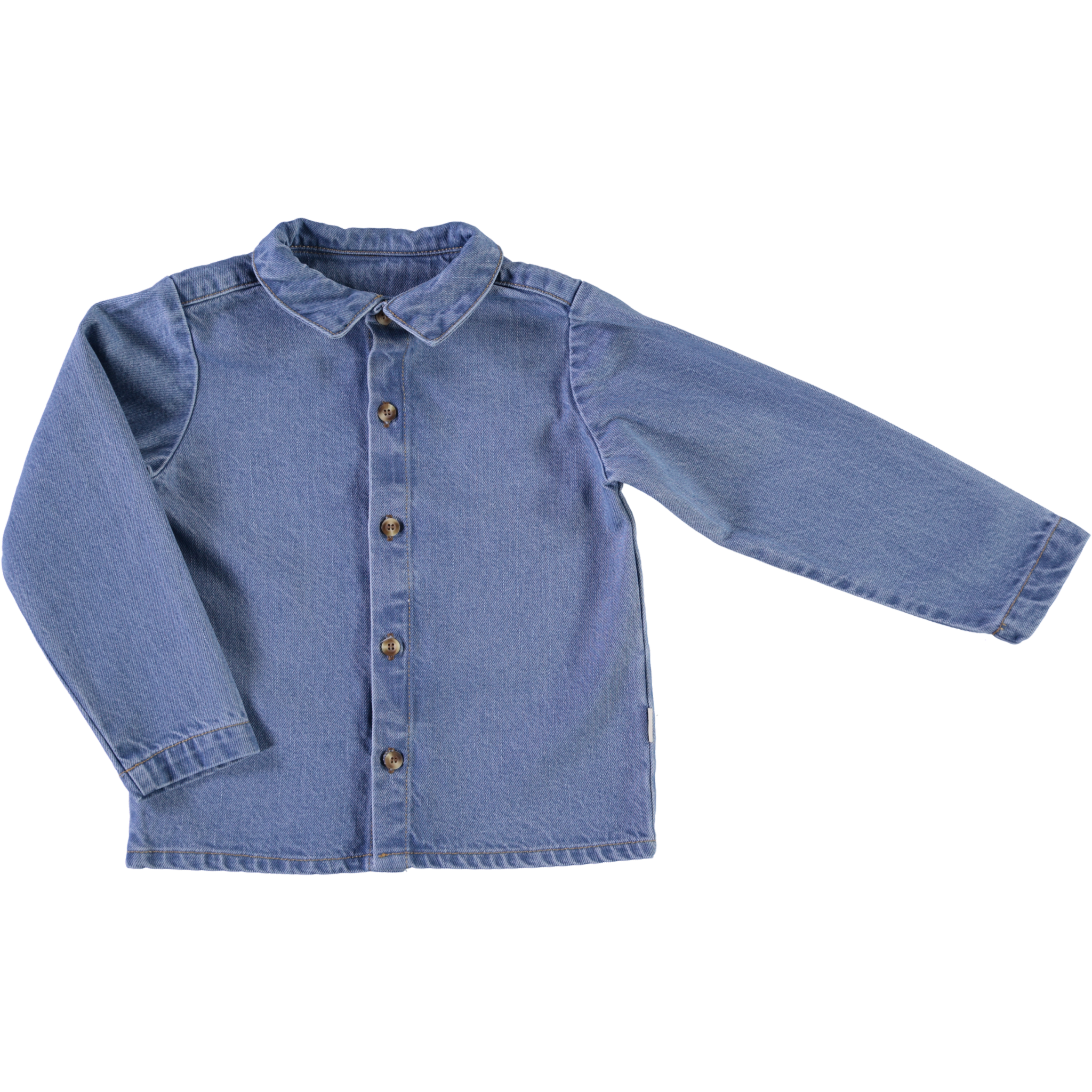 Blouse kids Belladone manches longues en coton bio – Denim épais blue | Poudre Organic 1