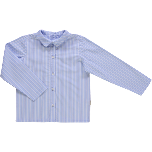 Blouse kids Belladone manches longues en coton bio – Rayures bleues | Poudre Organic 1