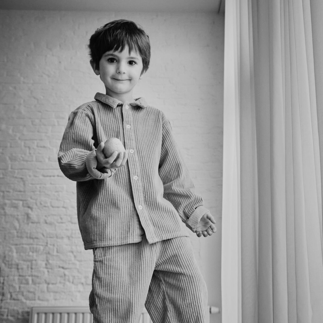 Blouse kids Belladone velours côtelé en coton bio – Dull gold | Poudre Organic 2