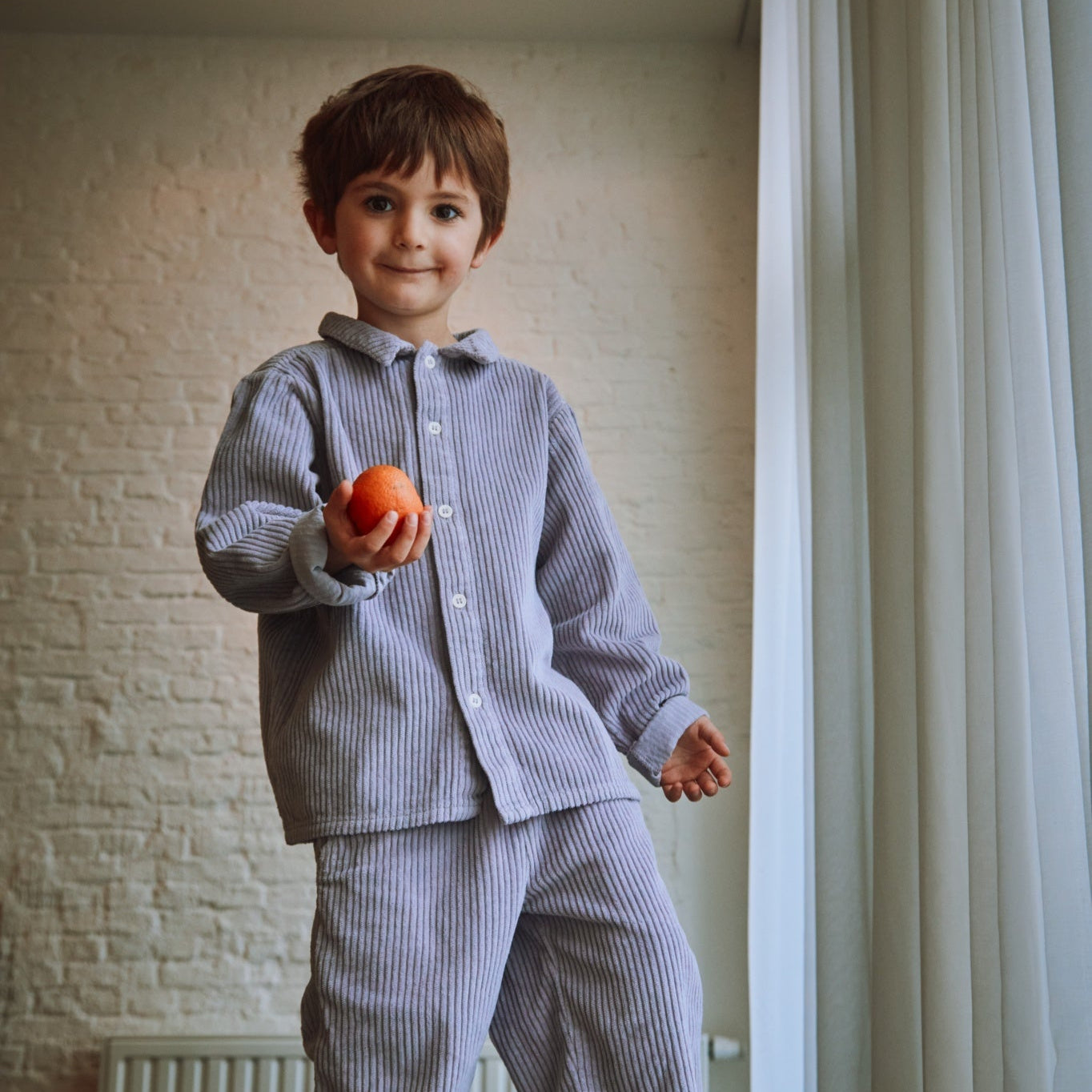 Blouse kids Belladone velours côtelé en coton bio – Lavender Gray | Poudre Organic 3