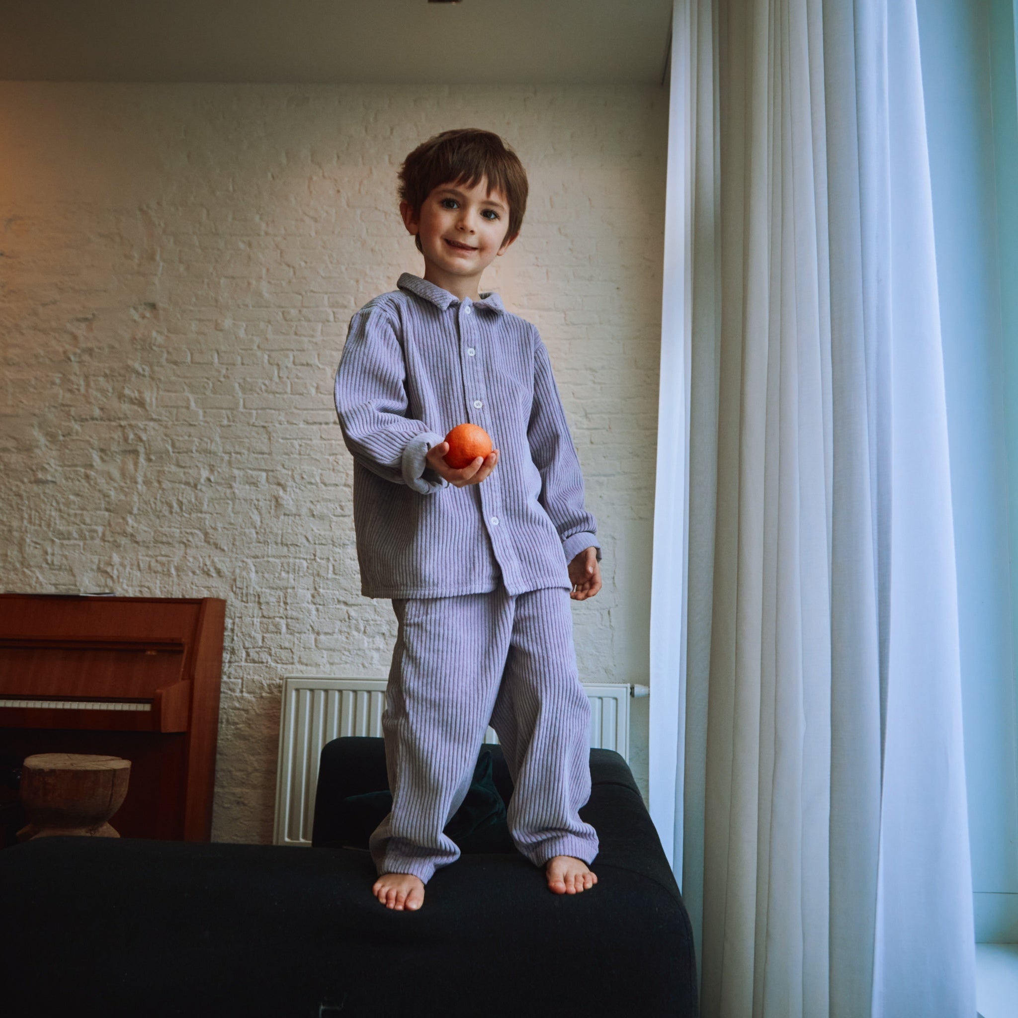 Pantalon kids Pomelos en velours côtelé coton bio – Lavender Gray | Poudre Organic 2