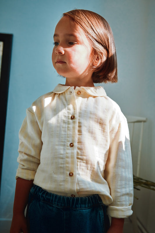 BLOUSE BAMBOU Stripes Pastel Yellow / Almond Milk