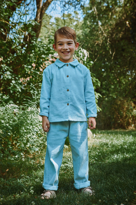 PANTALON COING VELOURS CÔTELÉ Baby Blue