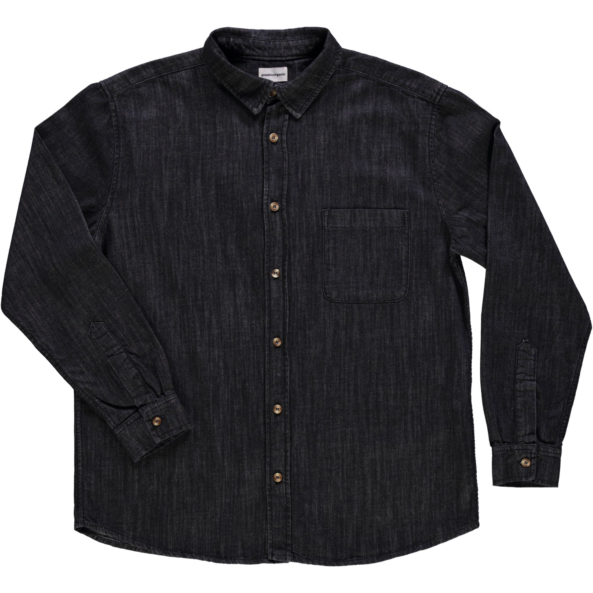 Chemise homme Camisa manches longues en coton bio – Denim épais noir | Poudre Organic 1