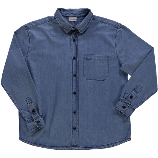 Chemise homme Camisa manches longues en coton bio – Denim épais blue | Poudre Organic 1