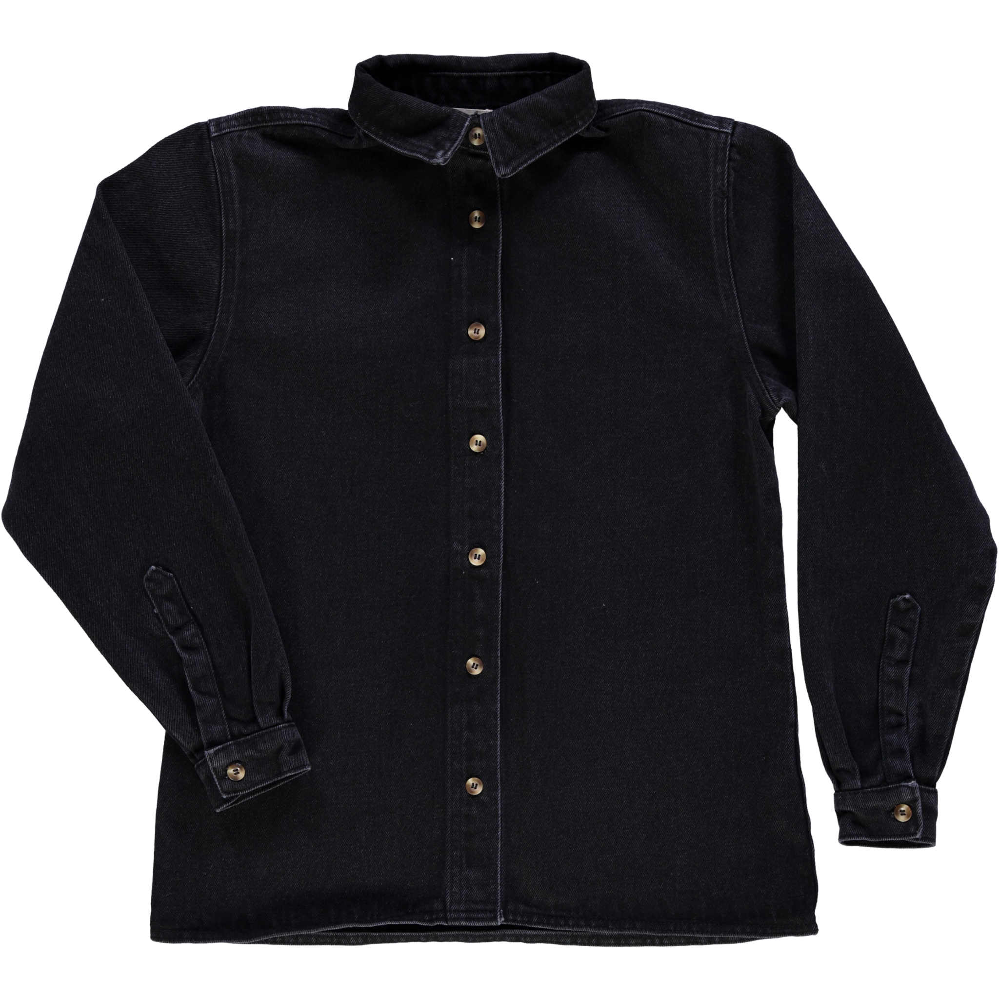 Blouse femme Capucine manches longues en coton bio – Denim épais noir | Poudre Organic 1