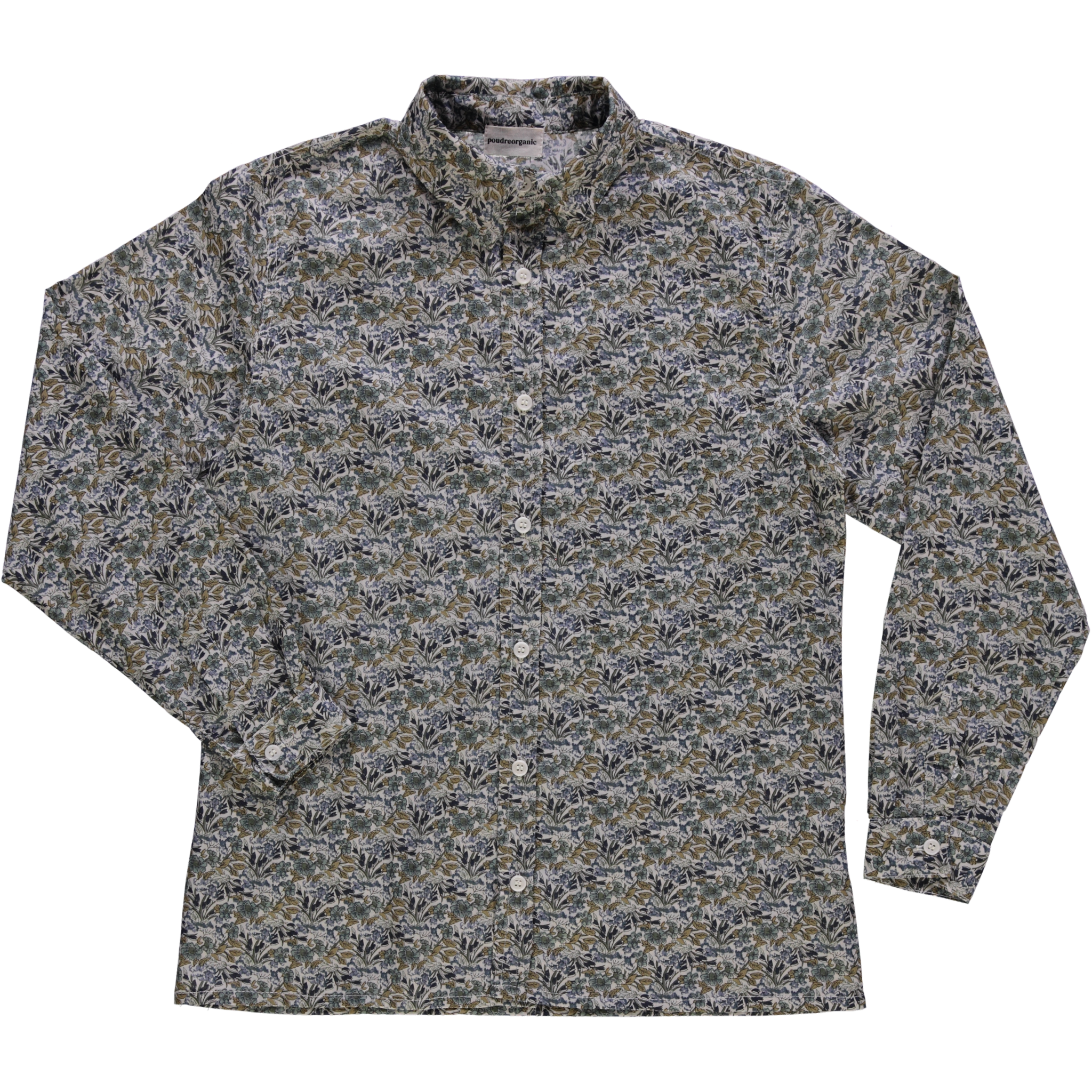 Blouse femme Capucine en coton bio – Fleuri vert bleu | Poudre Organic 1