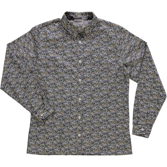 Blouse femme Capucine en coton bio – Fleuri vert bleu | Poudre Organic 1