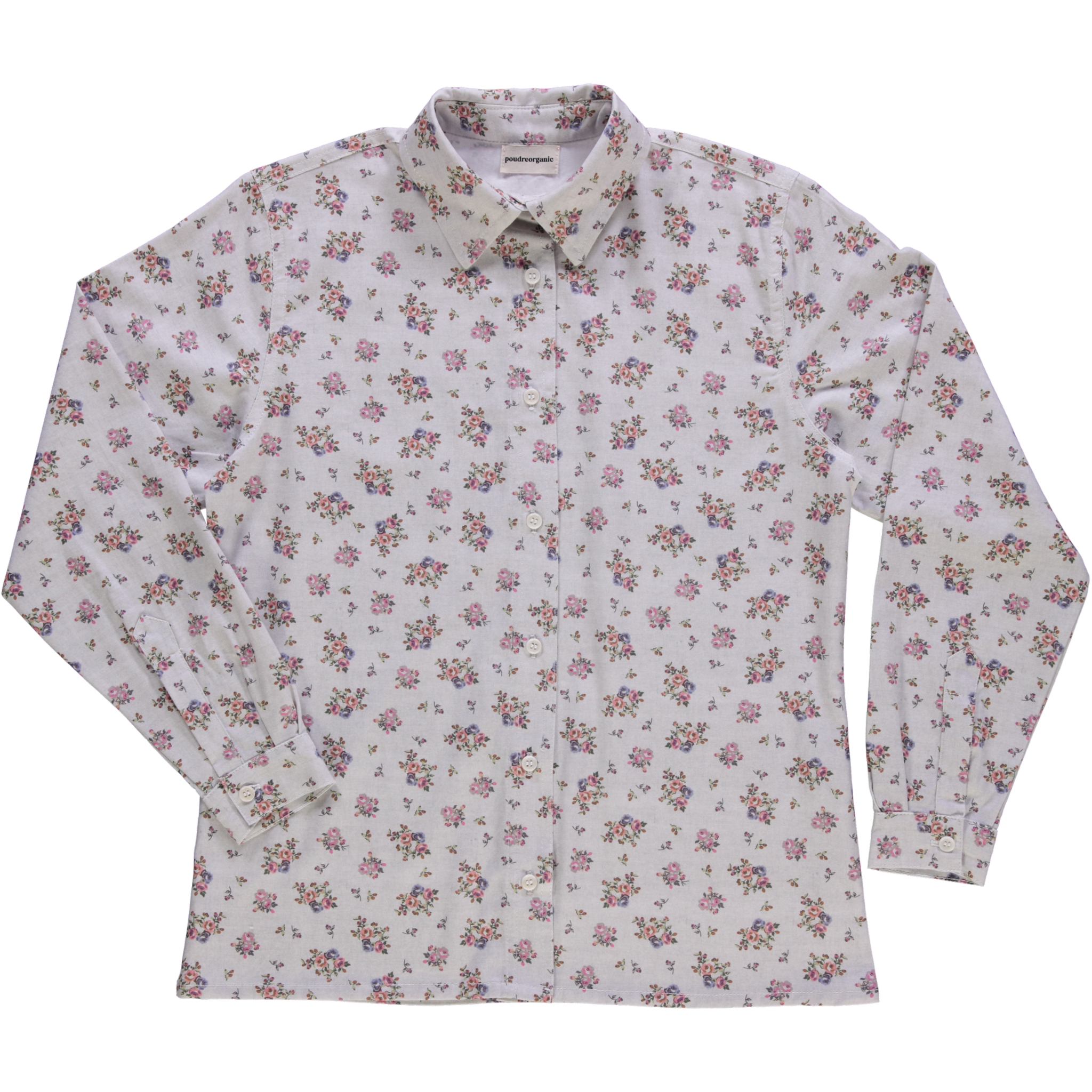 Blouse femme Capucine en coton bio – Fleuri rose gris | Poudre Organic 1