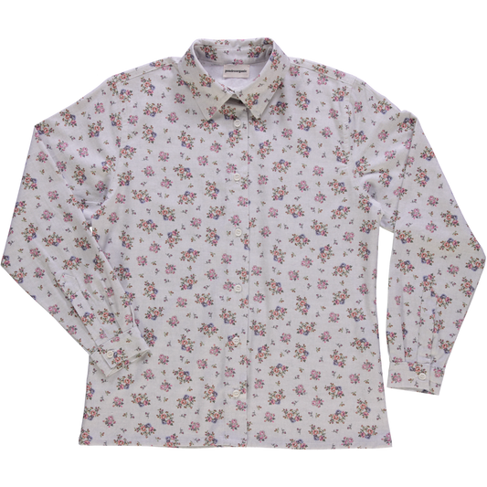 Blouse femme Capucine en coton bio – Fleuri rose gris | Poudre Organic 1