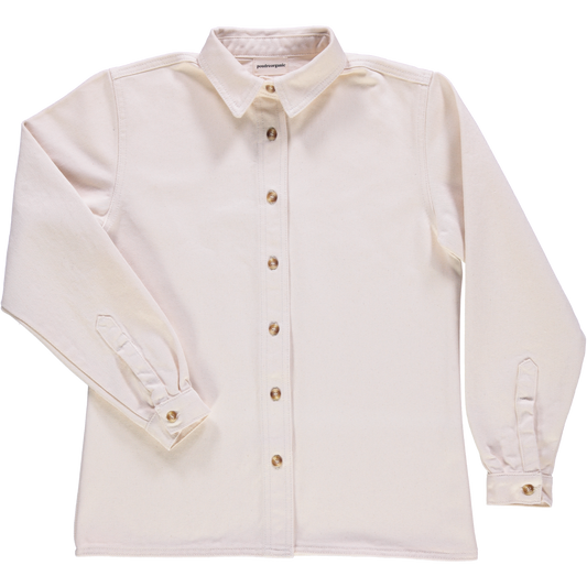 Blouse femme Capucine manches longues en coton bio – Denim épais ecru | Poudre Organic 1