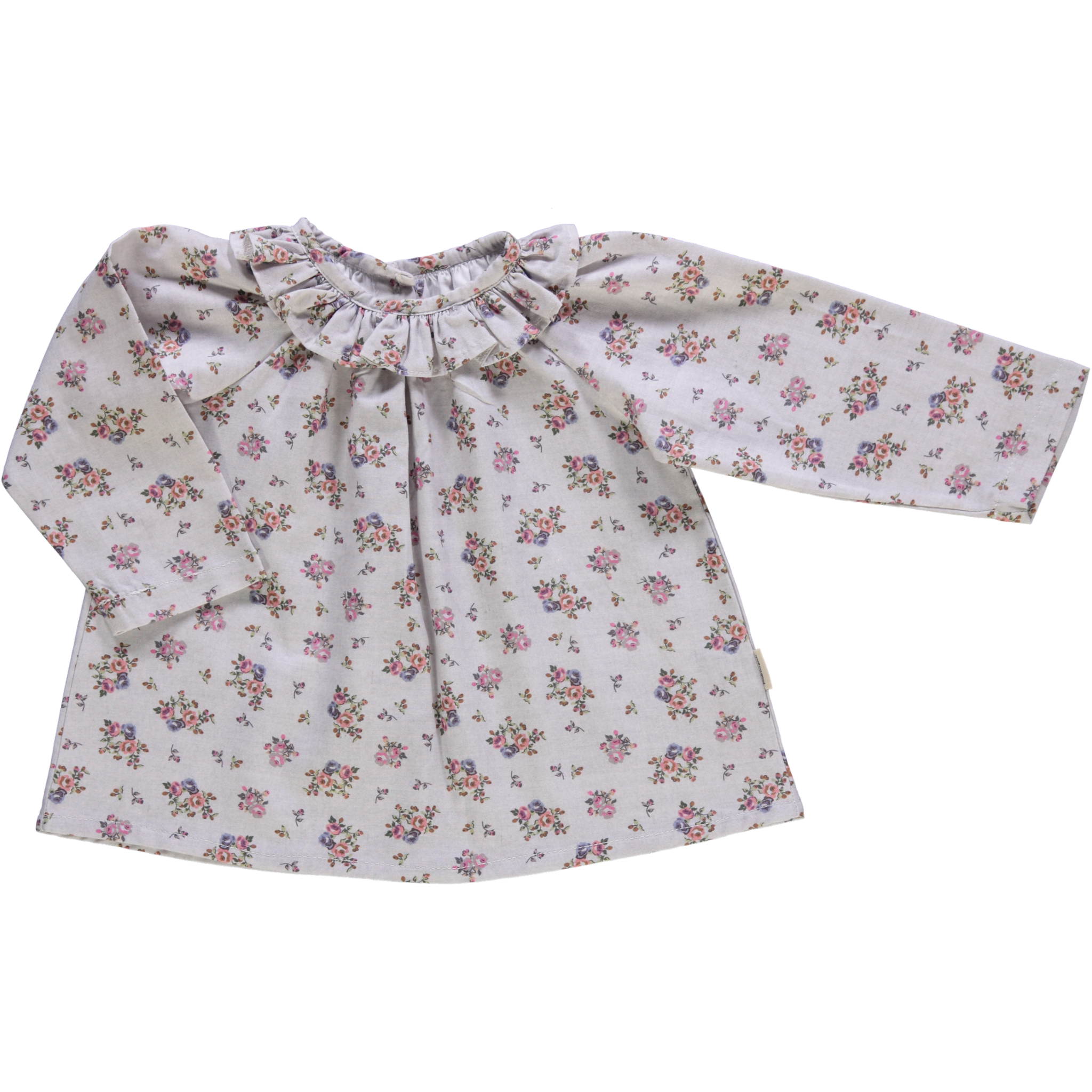 Blouse kids Charme en coton bio – Fleuri rose gris | Poudre Organic 1