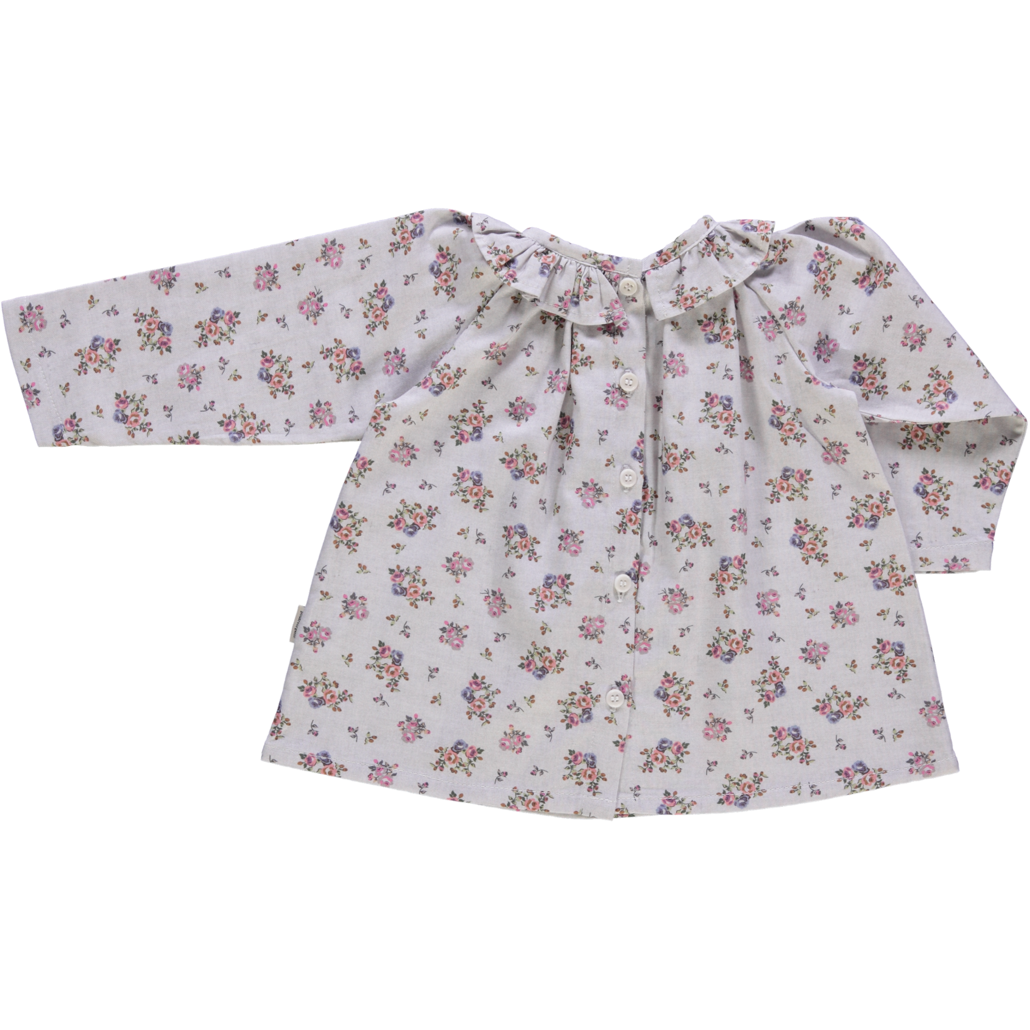 Blouse kids Charme en coton bio – Fleuri rose gris | Poudre Organic 4