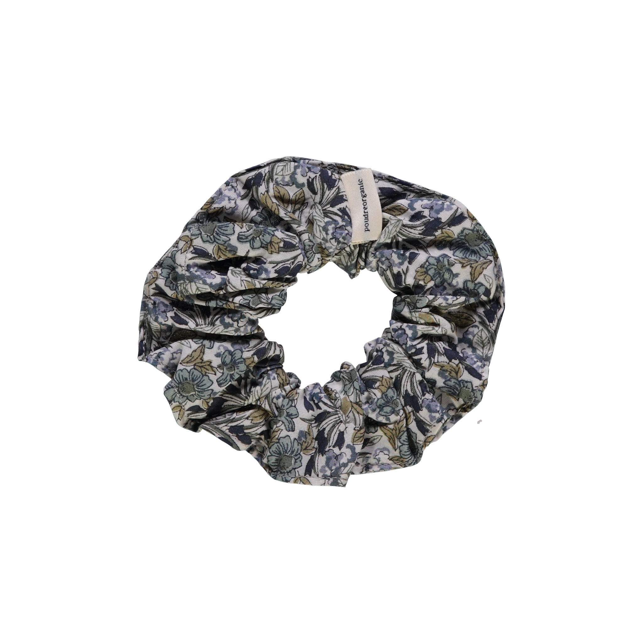 Chouchou kids & femme en coton bio – Fleuri vert bleu | Poudre Organic