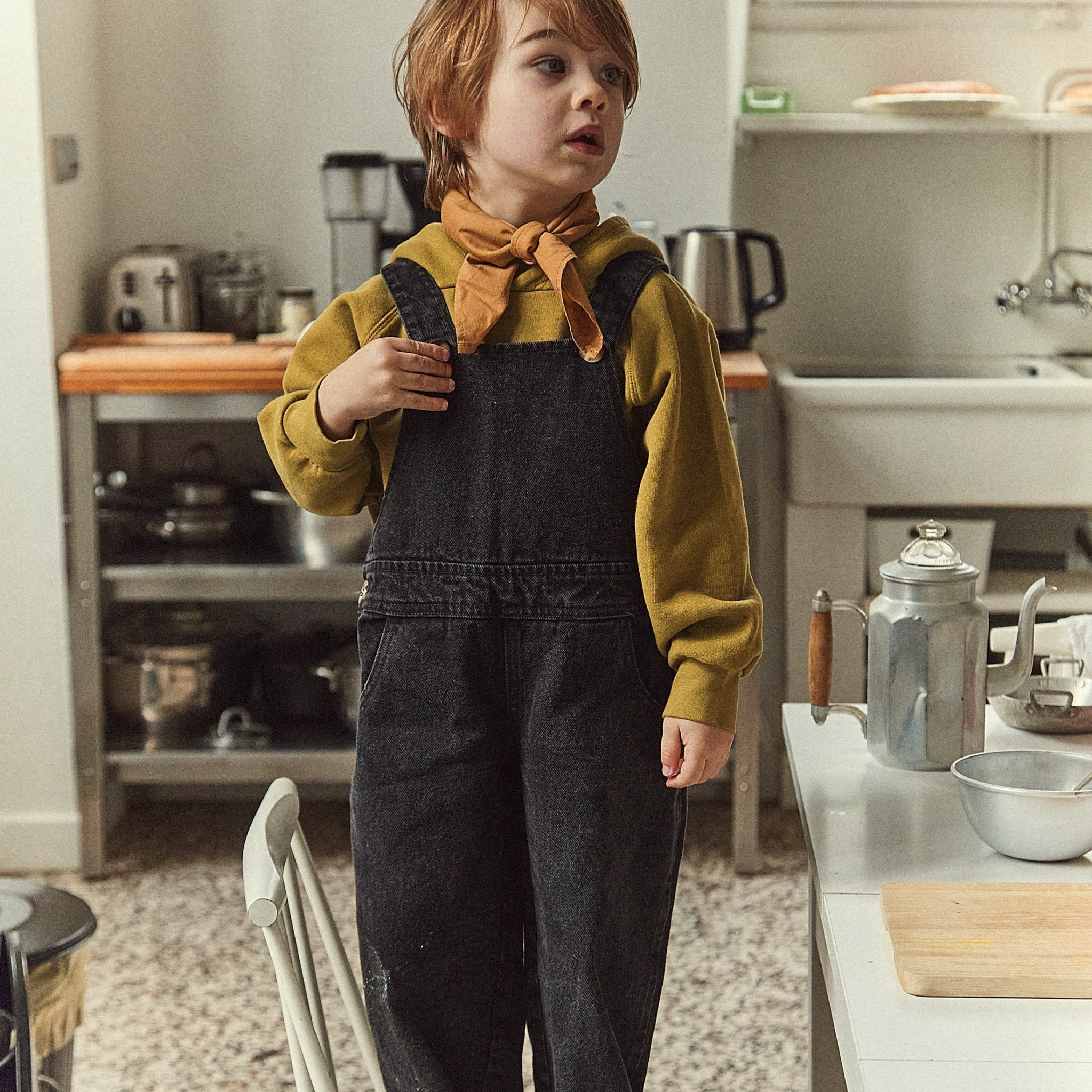 Salopette kids Quetsche en coton bio – Denim noir | Poudre Organic 3