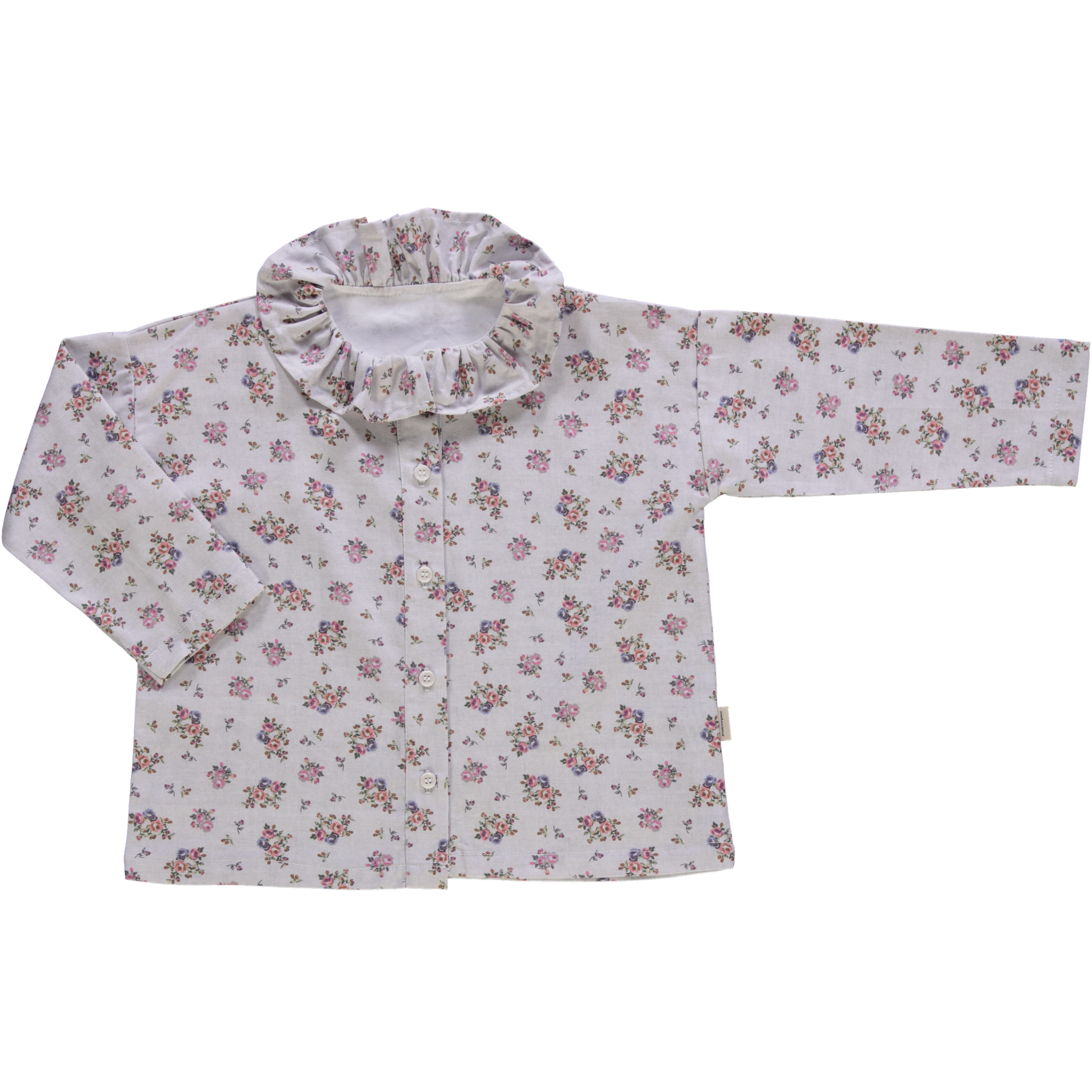 Blouse kids Colchique manches longues en coton bio – Fleuri rose gris | Poudre Organic 1