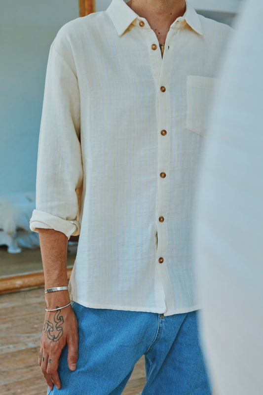 CHEMISE ARUM Rayures Pastel Yellow / Almond Milk