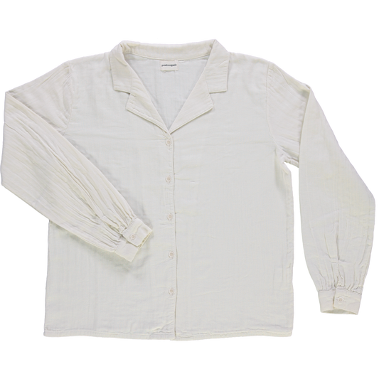 Chemise femme Datte en gaze coton bio – Egret | Poudre Organic 1