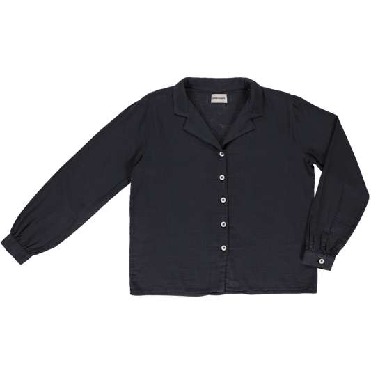 Chemise femme Datte en gaze coton bio – Pirate black | Poudre Organic 1