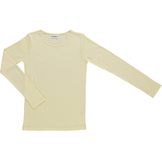 T-shirt femme Eglantine en pointelle coton bio – Pastel yellow | Poudre Organic 1