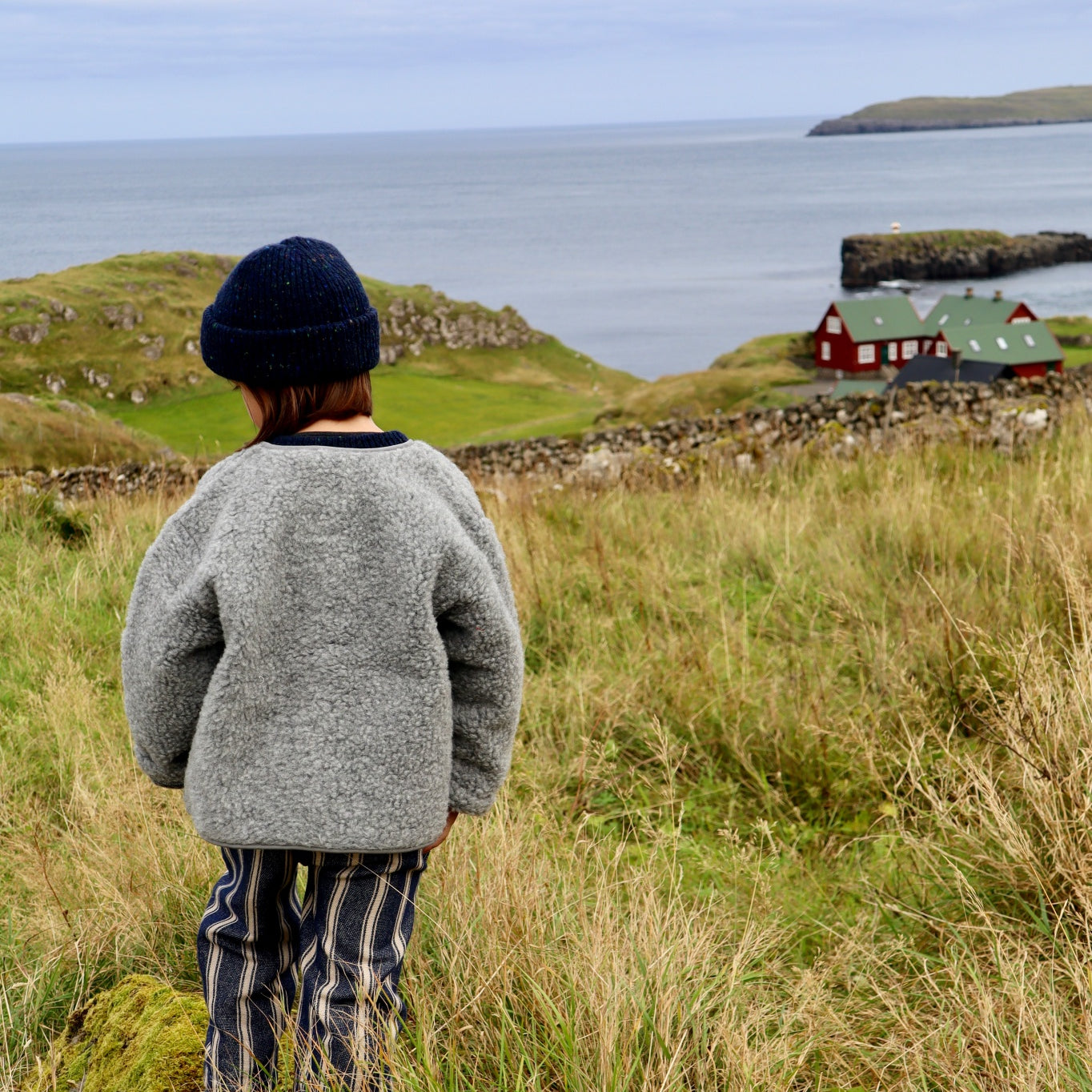 Veste kids Edelweiss en laine recyclée et fils écologiques – Gris | Poudre Organic 3