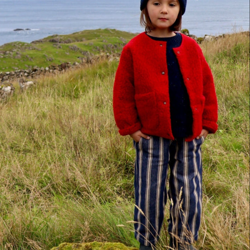 Veste femme Edelweiss en laine recyclée et fils écologiques – Rouge | Poudre Organic 2