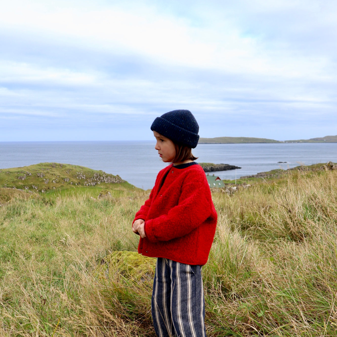 Veste femme Edelweiss en laine recyclée et fils écologiques – Rouge | Poudre Organic 1