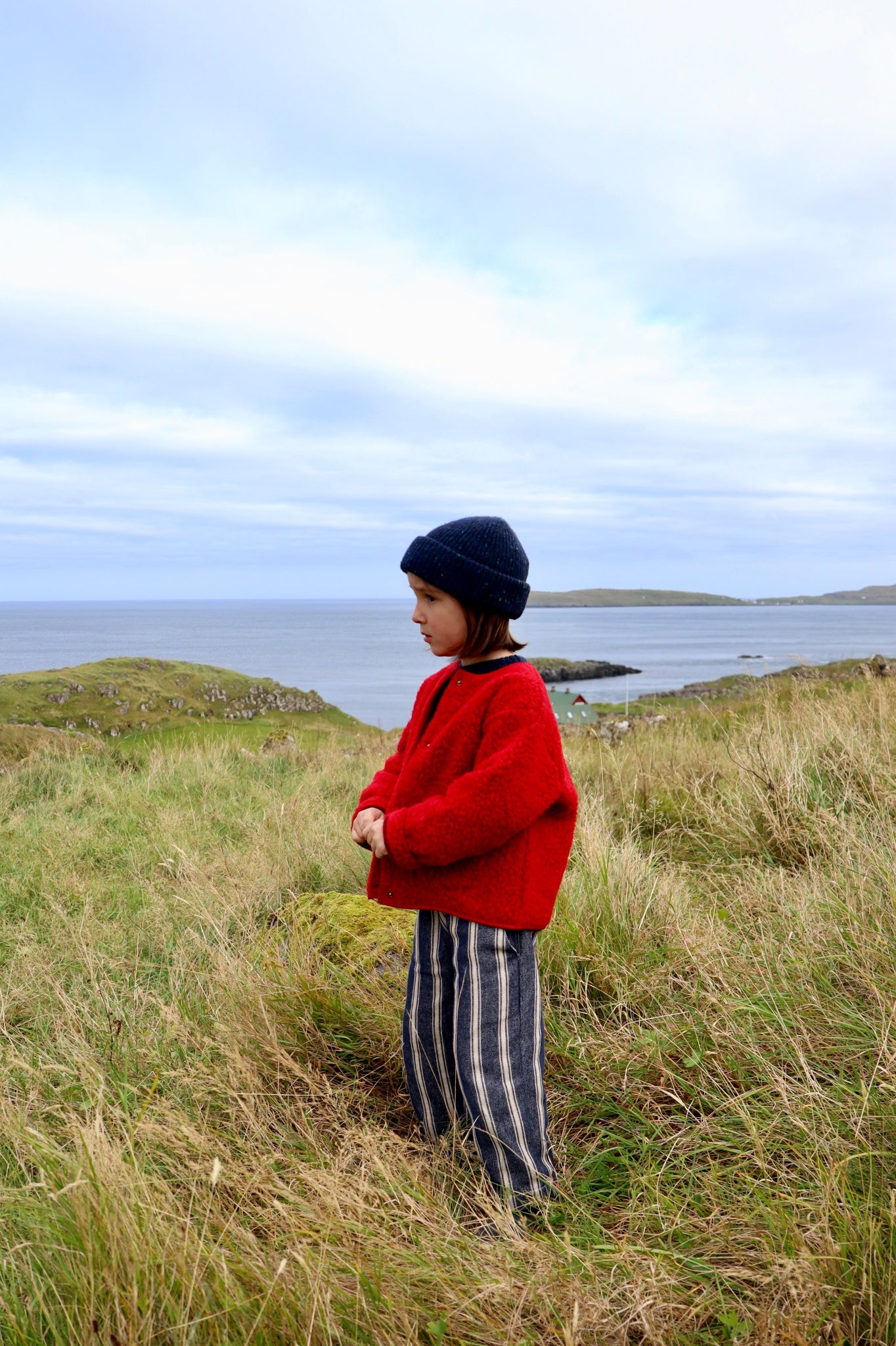 Veste femme Edelweiss en laine recyclée et fils écologiques – Rouge | Poudre Organic 1