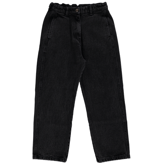 Pantalon denim femme Gentiane Long en coton bio – Denim noir | Poudre Organic 1