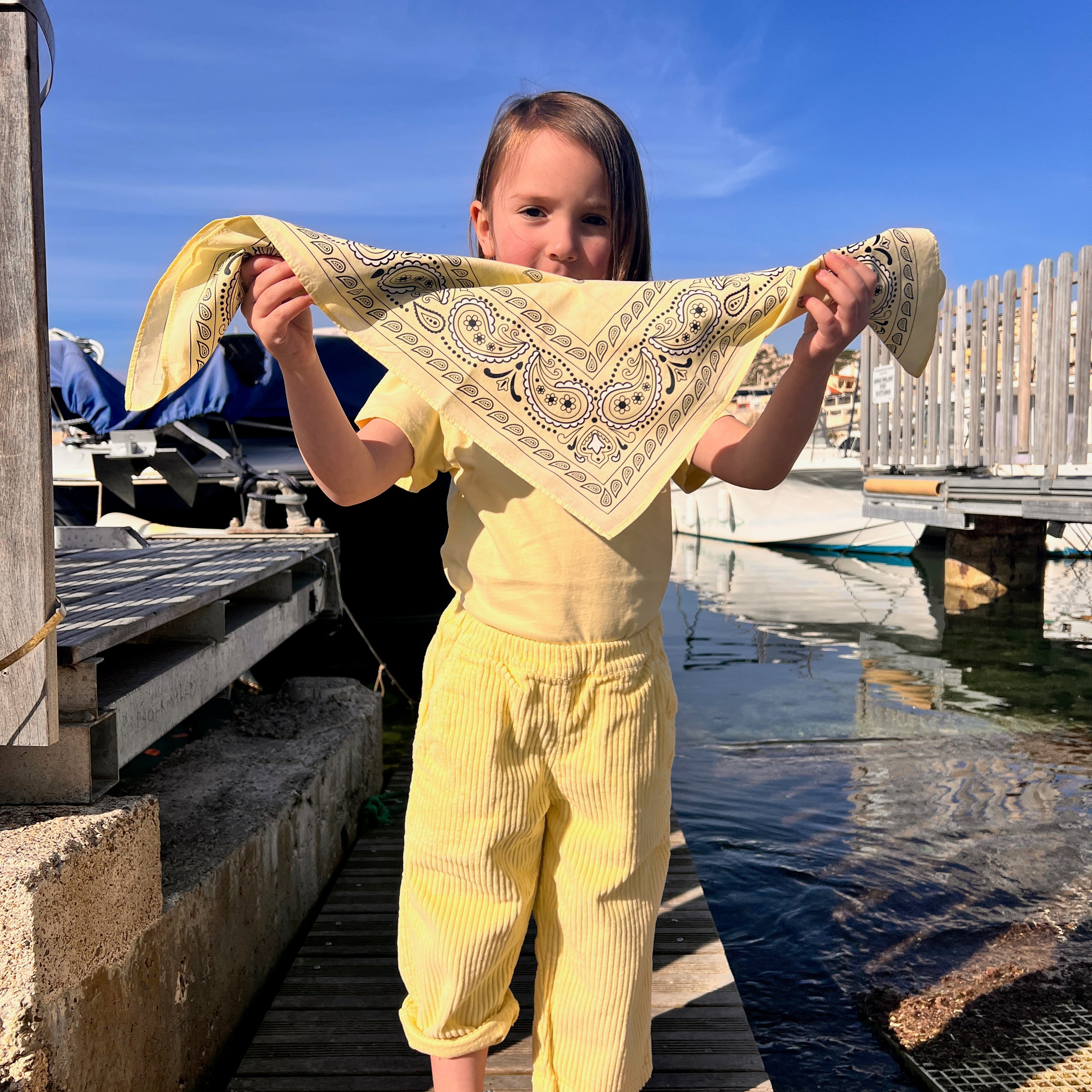 Foulard kids & adulte Bandana en coton bio – Bandana pastel yellow | Poudre Organic 2