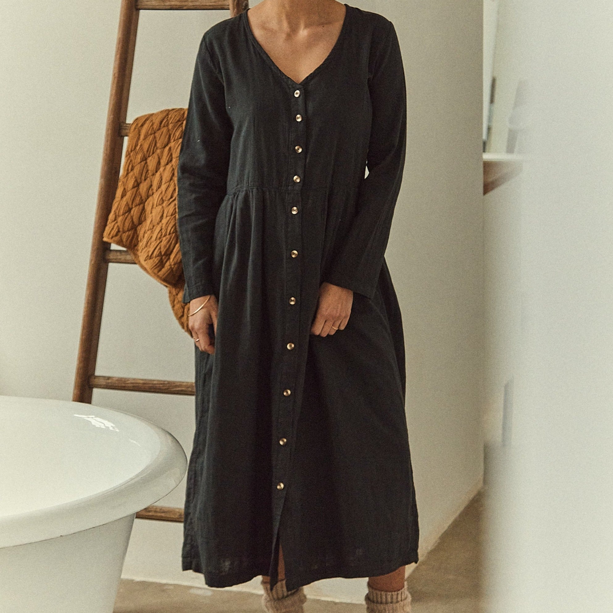 Robe femme Ipomée en gaze coton bio – Pirate black | Poudre Organic 6