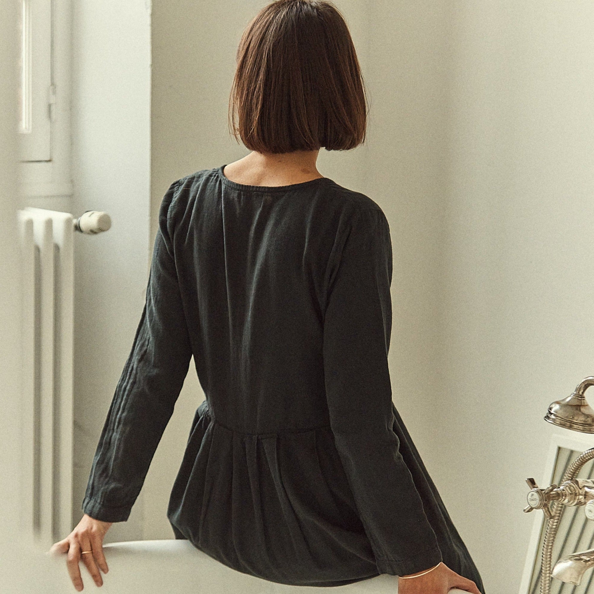 Robe femme Ipomée en gaze coton bio – Pirate black | Poudre Organic 5