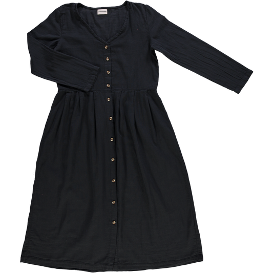Robe femme Ipomée en gaze coton bio – Pirate black | Poudre Organic 1