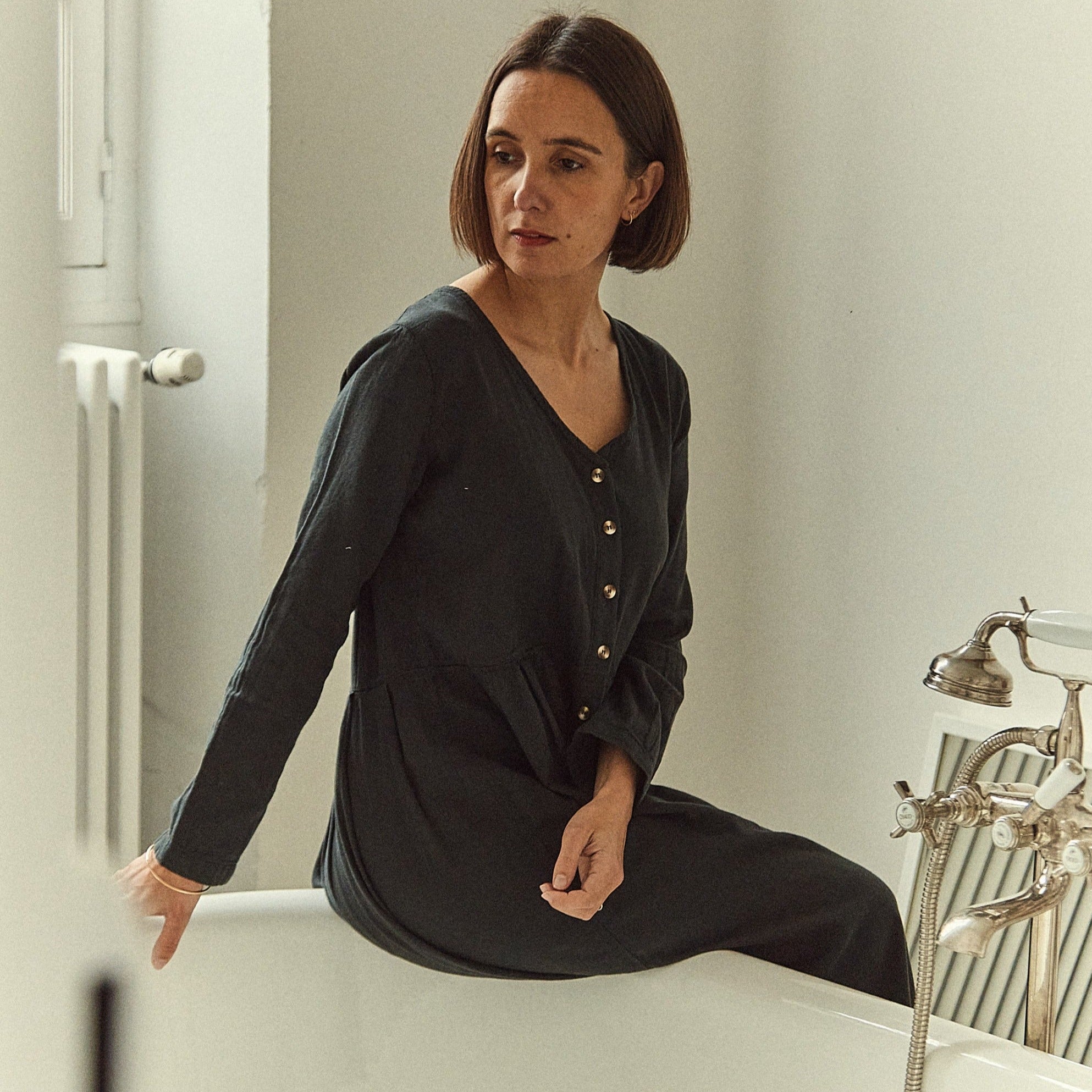 Robe femme Ipomée en gaze coton bio – Pirate black | Poudre Organic 4