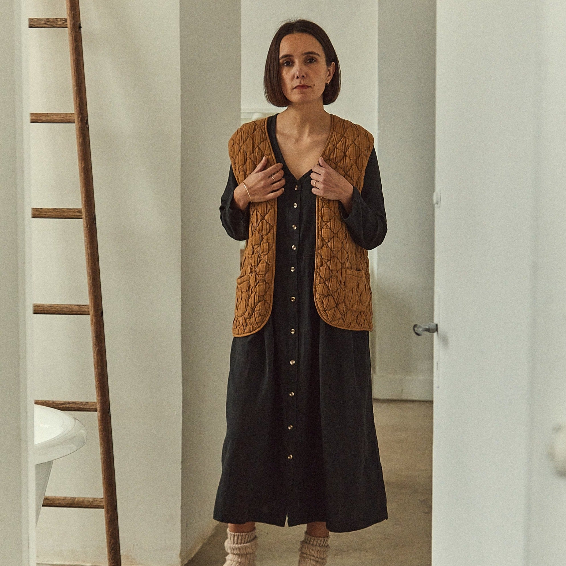 Robe femme Ipomée en gaze coton bio – Pirate black | Poudre Organic 2