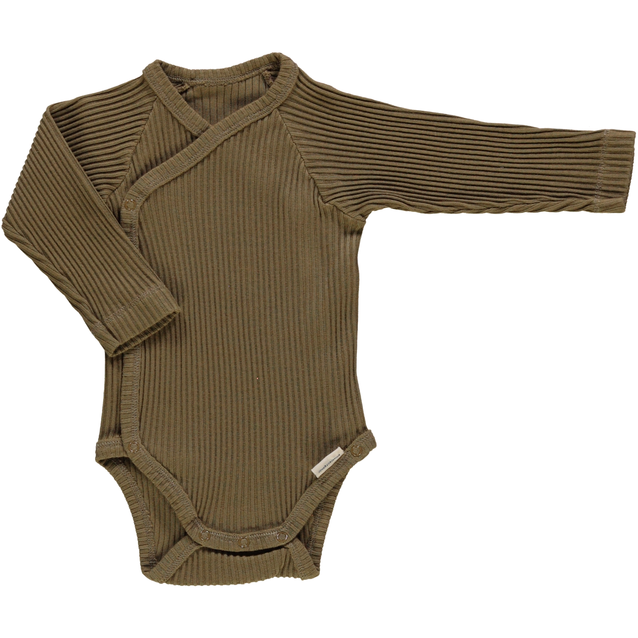 Body bébé Lierre manches longues côtelé en coton bio – Dull gold | Poudre Organic 1