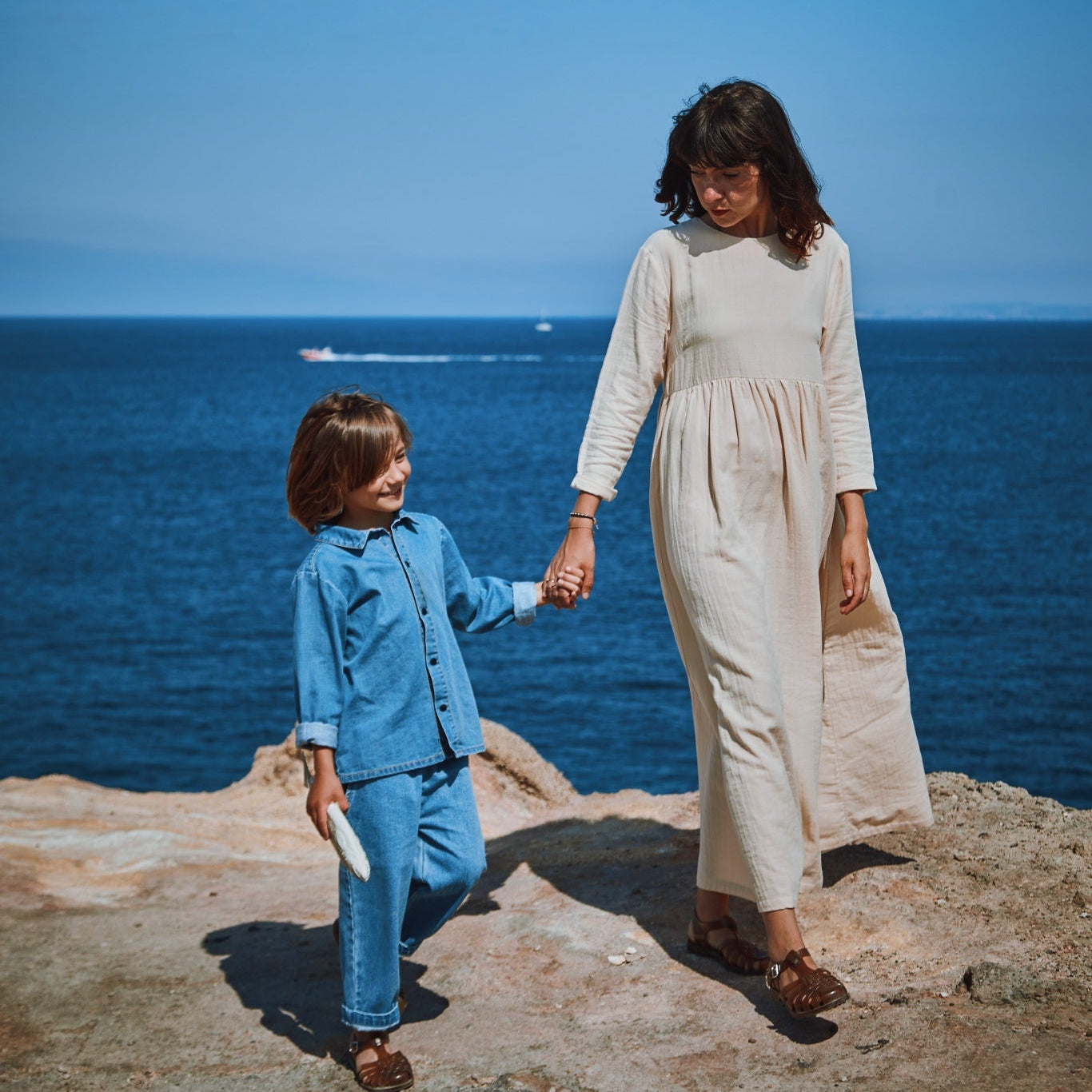 Blouse kids Belladone manches longues en coton bio – Denim blue | Poudre Organic4