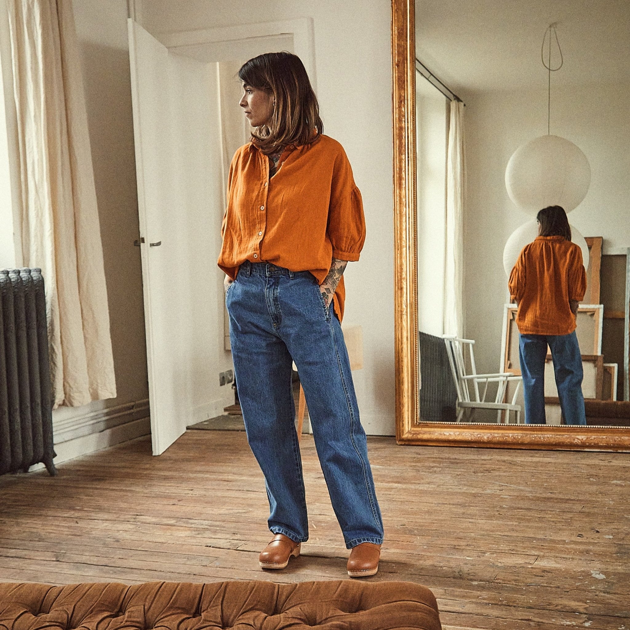 Pantalon denim femme Gentiane Long en coton bio – Denim blue | Poudre Organic 4