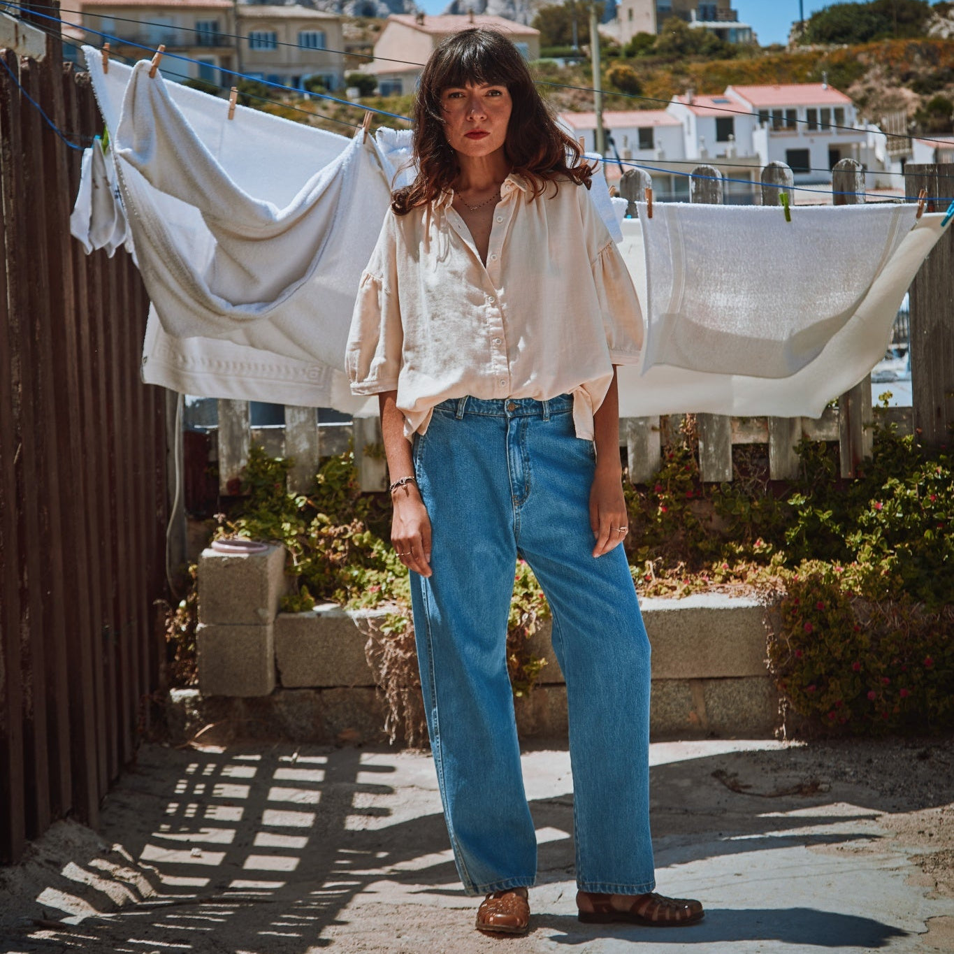 Pantalon denim femme Gentiane Long en coton bio – Denim blue | Poudre Organic 2