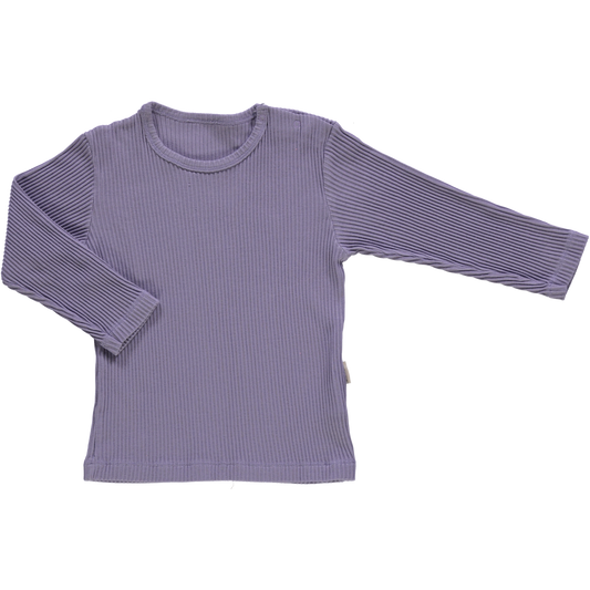 T-shirt kids Olive côtelé en coton bio – Lavender gray | Poudre Organic 1