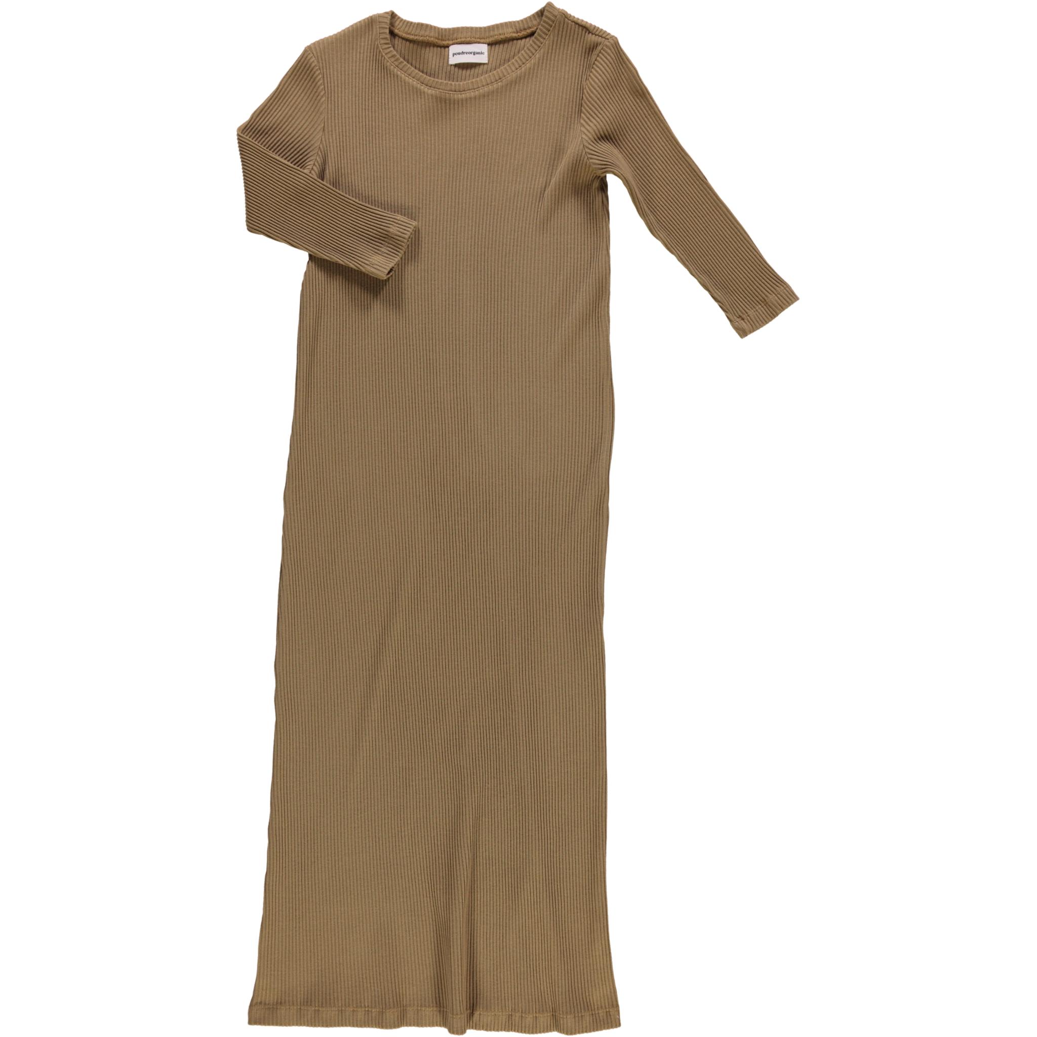 Robe femme Orchidée côtelée en coton bio – Dull gold | Poudre Organic 1