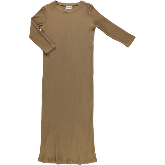 Robe kids Orchidée côtelée en coton bio – Dull gold | Poudre Organic 1