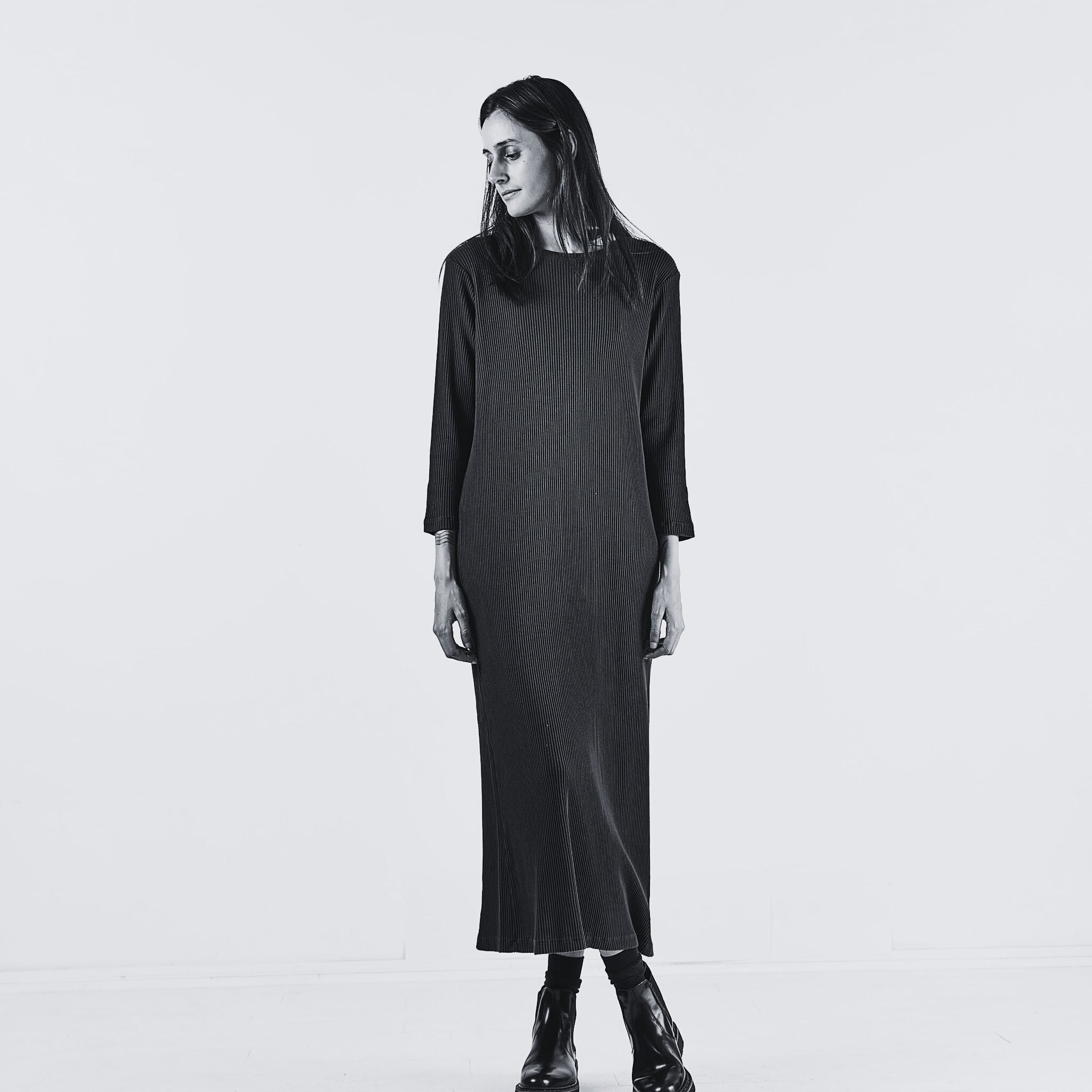 Robe femme Orchidée côtelée en coton bio – Dull gold | Poudre Organic 2