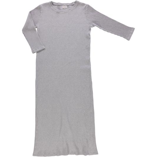 Robe femme Orchidée côtelée en coton bio – Gris clair chiné | Poudre Organic 1